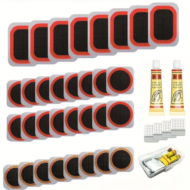 Bicycle Repair Kit - ชุดซ่อมยางจักรยาน 39 ชิ้น - ชุดปะยางในจักรยานพร้อมแผ่นปะแบบวัลคาไนซ์ สำหรับจักรยานเสือหมอบและจักรยานเสือภูเขา