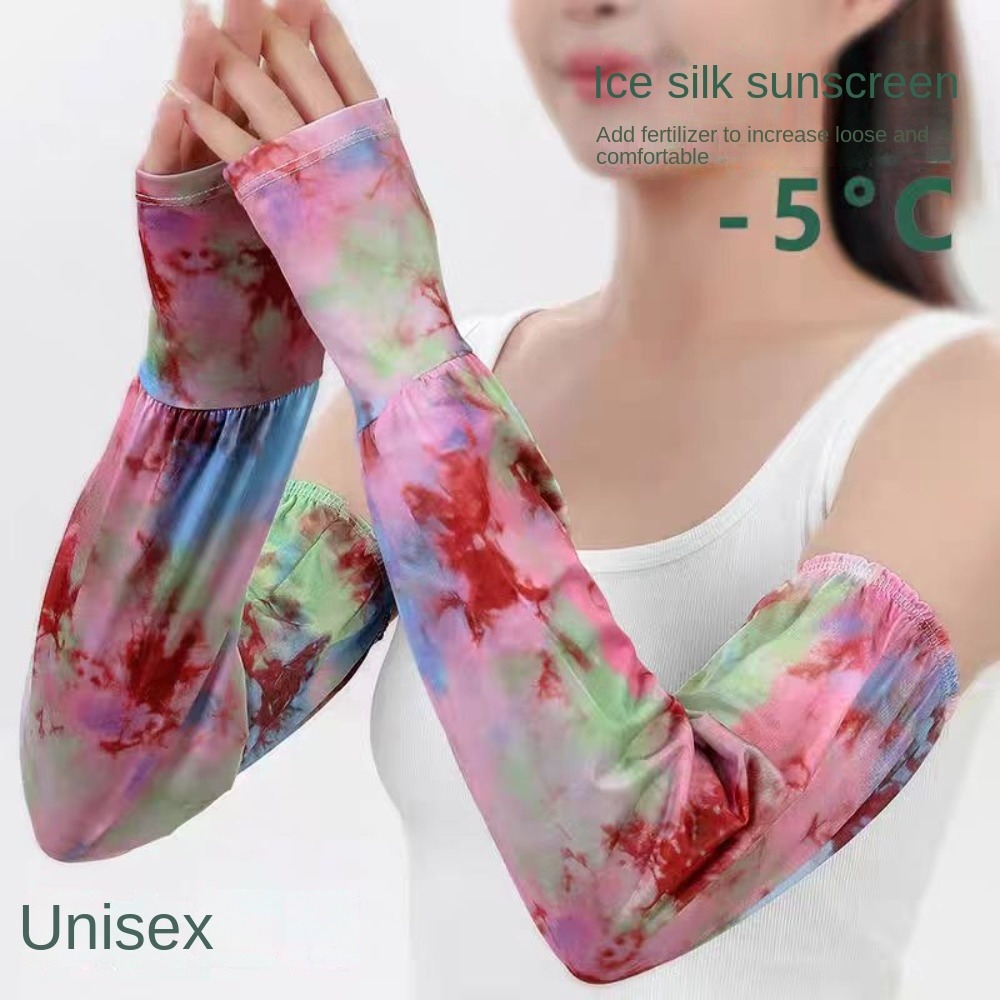 Cycling Gloves - ปลอกแขนกันแดดลายไท-ได ผ้าไหมน้ำแข็ง แขนยาว สไตล์ชาติพันธุ์ ป้องกันรังสียูวี ปลอกแขนกันแดดสำหรับปั่นจักรยาน