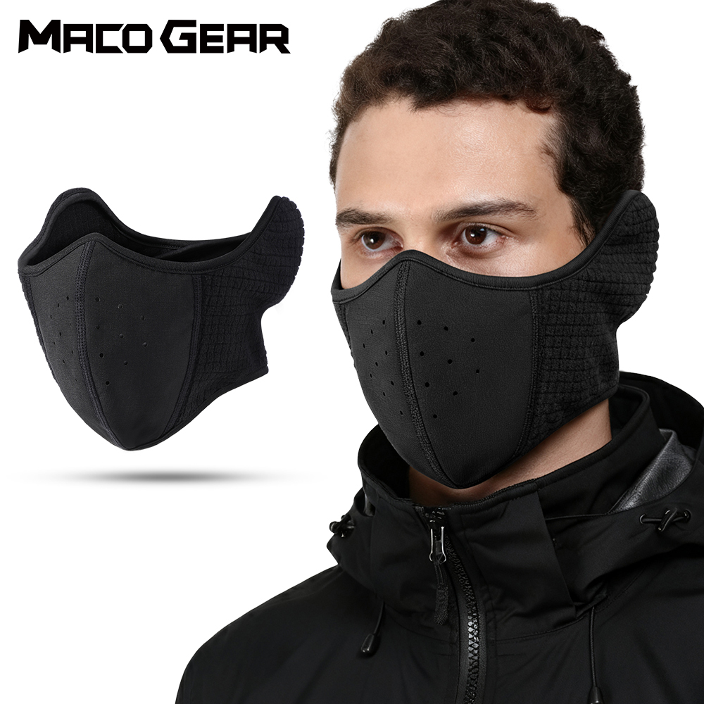 Cycling Gear Weather - หน้ากากกันลมสำหรับขี่มอเตอร์ไซค์ ผ้าคลุมหน้าแบบครึ่งหน้า อุ่นสบาย ใช้สำหรับปั่นจักรยาน ขี่มอเตอร์ไซค์ เล่นสกี