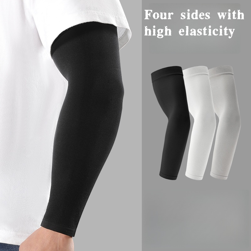 Cycling Protective Gear - ปลอกแขนผ้าไหมน้ำแข็ง 2 ชิ้น ระบายอากาศ ป้องกันรังสียูวี สำหรับผู้ชายและผู้หญิง