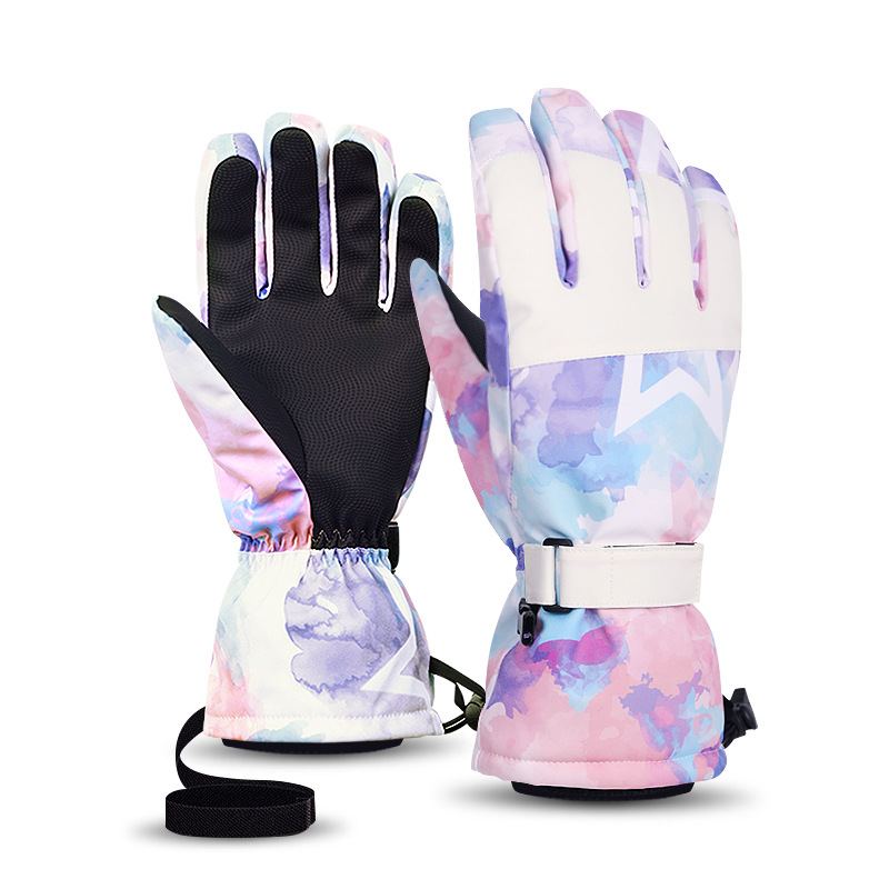 Cycling Gear Weather - ถุงมือปั่นจักรยานฤดูหนาว ถุงมือกันลื่น หน้าจอสัมผัสได้ กันน้ำ ถุงมือกันหนาว สำหรับเล่นสกี