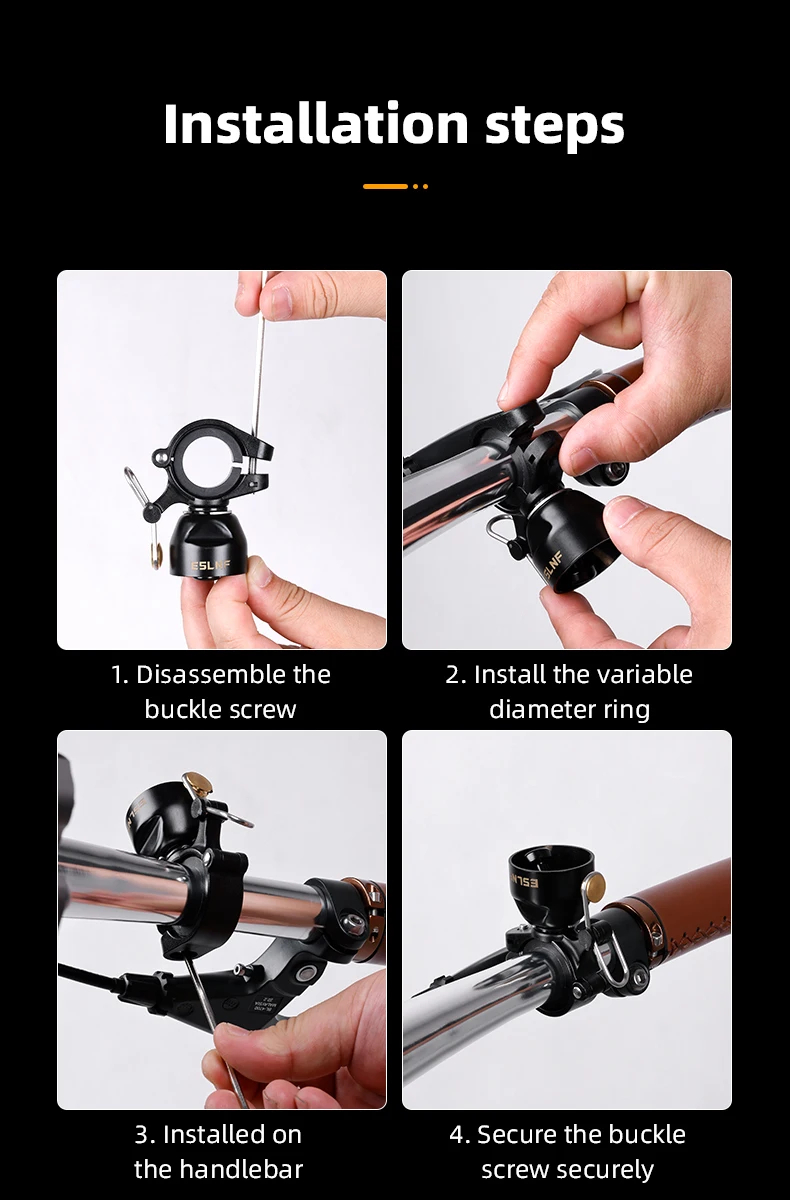 Cycling Gear Essentials - กระดิ่งจักรยานย้อนยุค กระดิ่งเตือนความปลอดภัยสำหรับจักรยาน แตรจักรยานติดแฮนด์ ทำจากโลหะผสมทองแดง แหวนโลหะผสมกันลื่น เสียงดังคมชัด