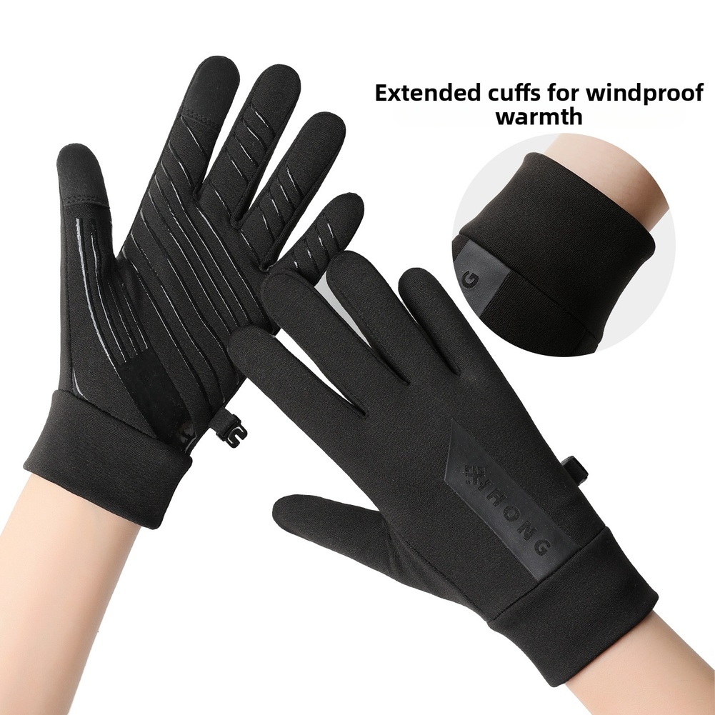 Cycling Gear Weather - ถุงมือหน้าจอสัมผัสฤดูหนาวสำหรับผู้ชายและผู้หญิง - ถุงมือกันลมกันน้ำกันลื่นสำหรับกีฬากลางแจ้งอุปกรณ์สภาพอากาศหนาวเย็น
