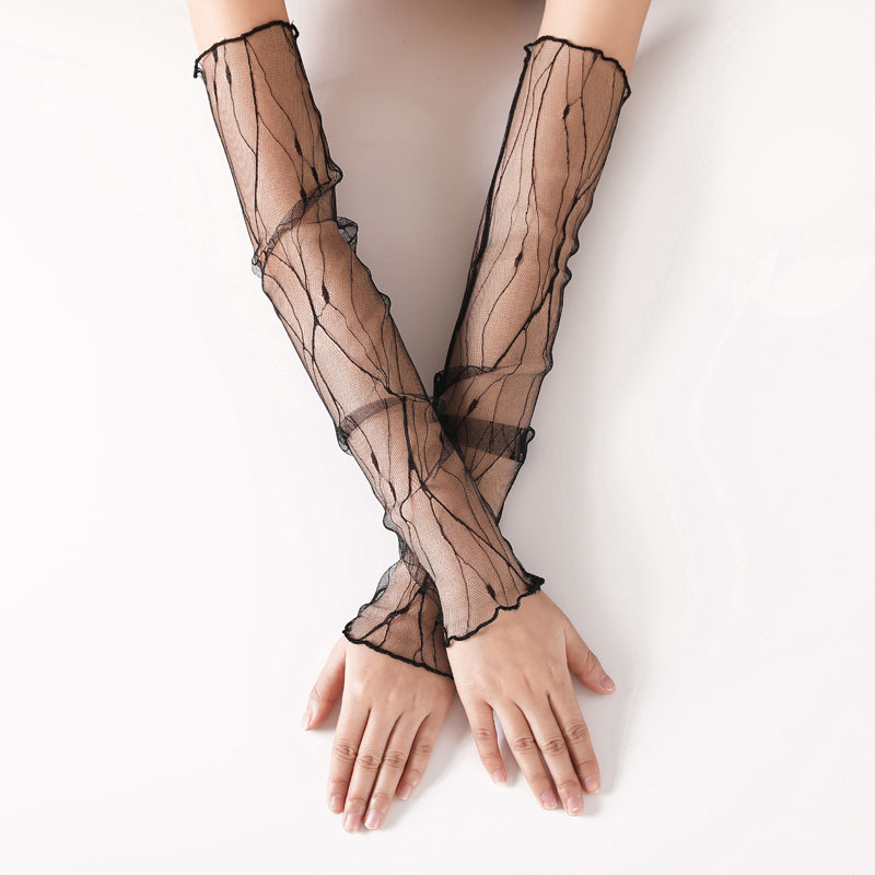 Cycling Gloves - ถุงมือครึ่งนิ้วแขนยาวสำหรับผู้หญิง, ถุงมือปั่นจักรยานแขนยาวกันแดดกลางแจ้งแขนตาข่าย
