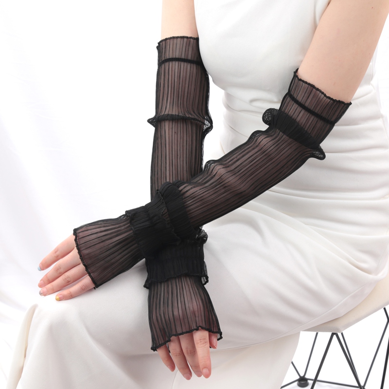 Cycling Gloves - 1 คู่ผ้าไหมน้ําแข็งแขนยาว Sun-ป้องกันแขนผู้หญิง Cuff Cool มือแขน