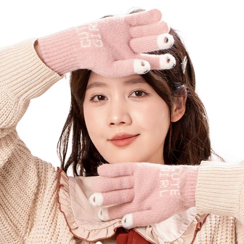 Cycling Gear Weather - ถุงมืออุ่นสําหรับผู้หญิงถุงมือยืดหยุ่นพร้อมหน้าจอสัมผัสนิ้วมือเย็นสภาพอากาศเกียร์ Anti-SLIP ถุงมือความร้อนมือร้อน