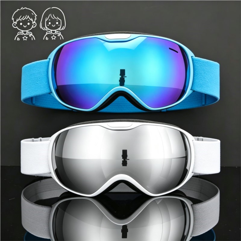 Cycling Gear Weather - แว่นตาสกีป้องกันลมสำหรับเด็กทุกสภาพอากาศ, เลนส์ HD ป้องกันฝ้าแบบระบายอากาศ, อุปกรณ์ป้องกันที่ทนทานสำหรับกิจกรรมบนภูเขาหิมะ