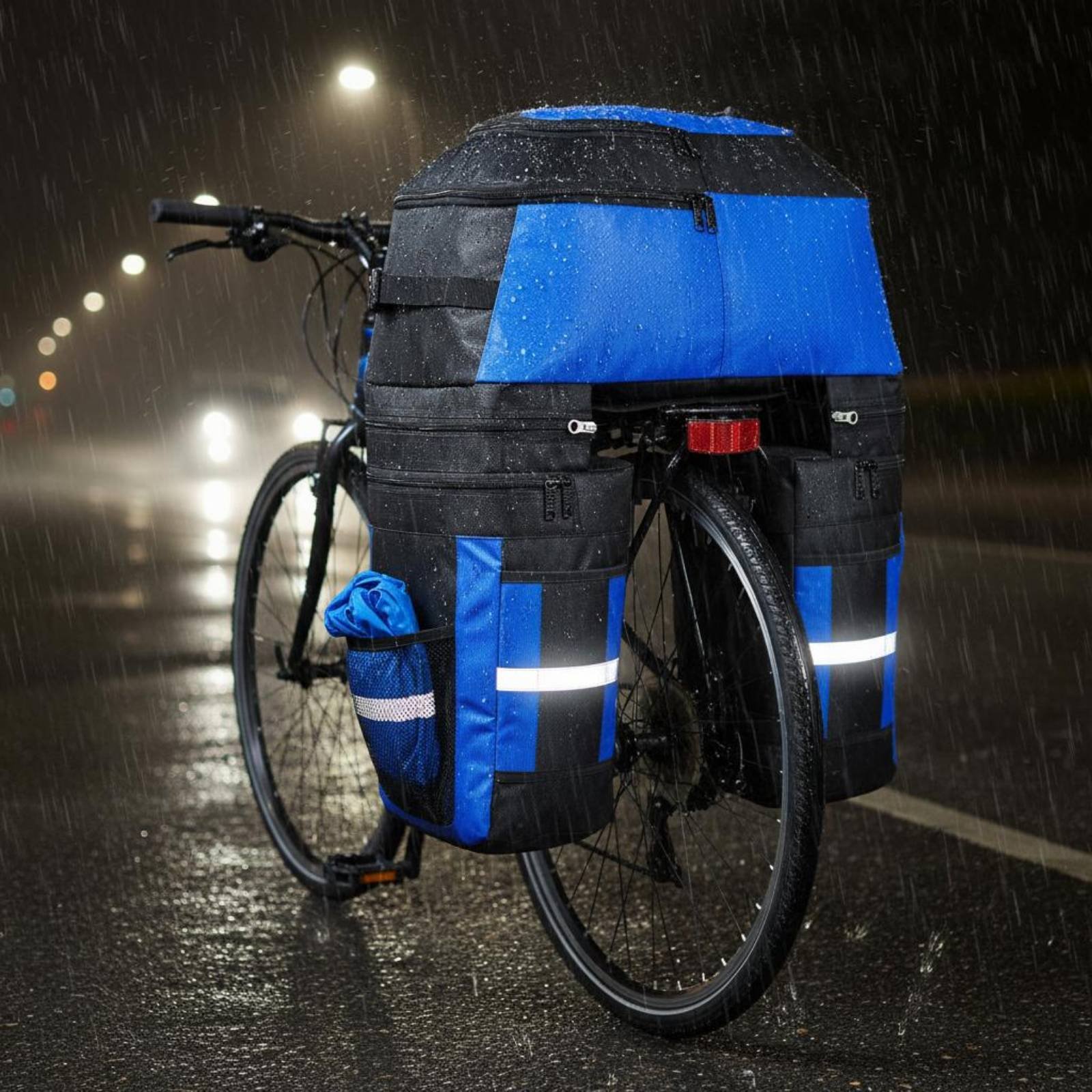 Cycling Gear Weather - กระเป๋าใส่สัมภาระด้านหลังจักรยาน ผ้าคลุมกันฝน กระเป๋าใส่สัมภาระด้านหลังจักรยาน อุปกรณ์ปั่นจักรยานทนต่อสภาพอากาศ ติดตั้งง่ายสำหรับนักปั่นจักรยาน